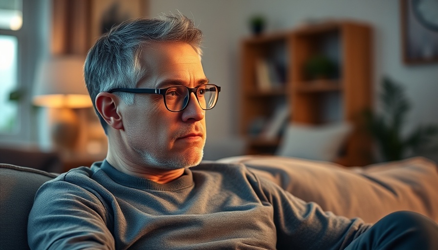 Middle-aged man on couch contemplating Medicaid work requirements.