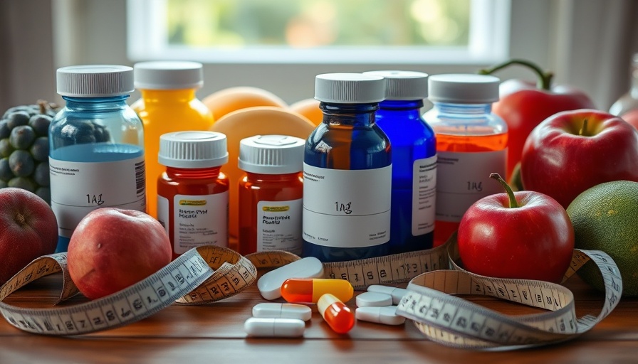 GLP-1RA diabetes medications with fruits and tape.