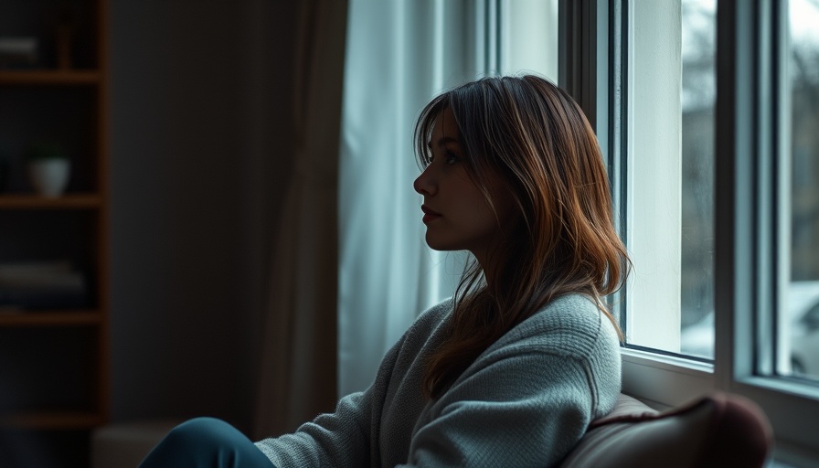 Young woman in soft-lit room, lost in thought, illustrating inflammation and motivation loss in cancer.