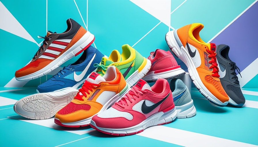Vibrant sneakers for fitness activities in a stylish layout.
