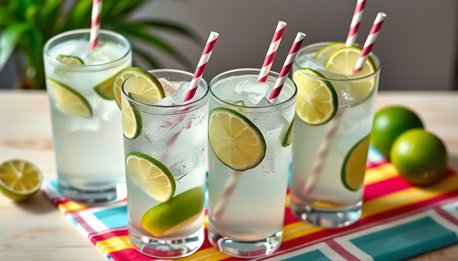 Refreshing Gin Rickey cocktail recipe with lime slices and ice.