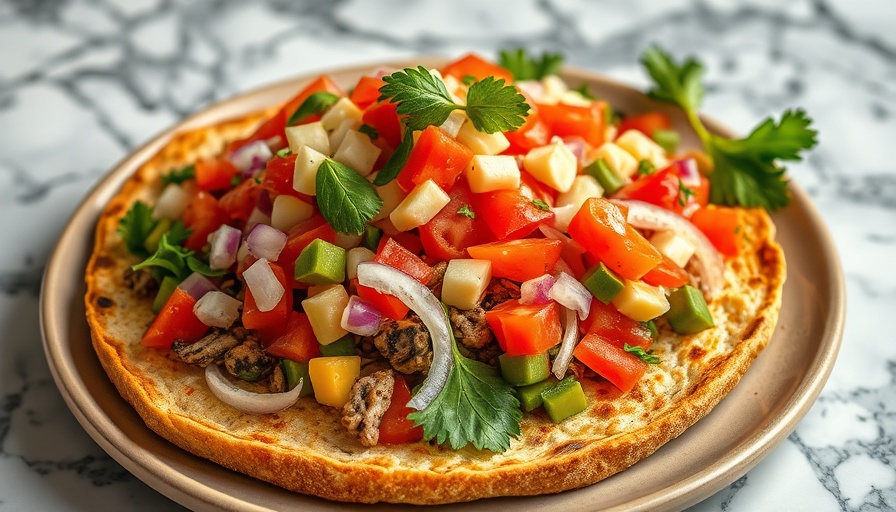 Easy homemade tostadas on a white plate with vibrant toppings.