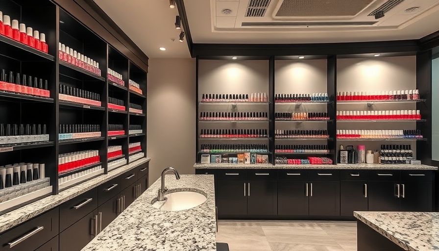 Luxurious nail polish display in one of the best spas in Dallas.
