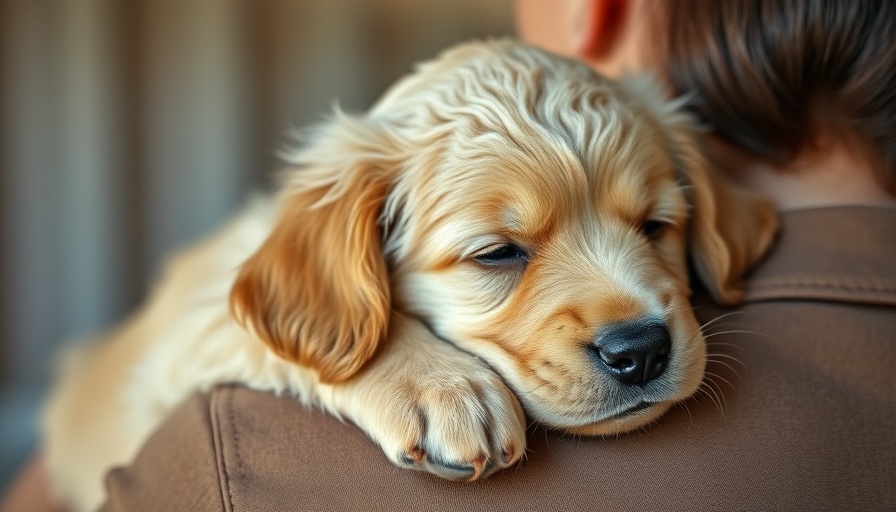 Golden retriever puppy providing stress and anxiety relief.