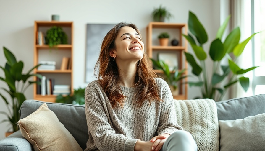 Relaxed woman enjoying clean living space, highlighting importance of a clean home for health.