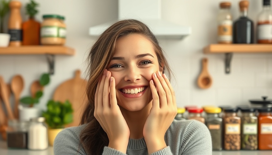 Woman enjoys spice storage tips with organized spice jars.