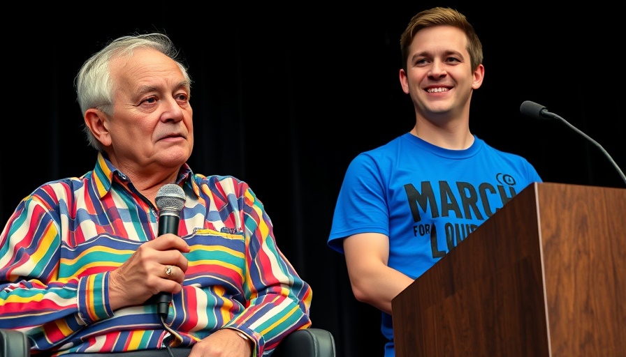 David Hogg at an event discussing plans with another speaker.