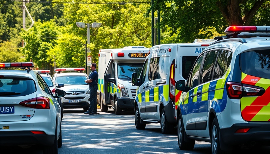 Emergency vehicles and personnel at scene of FSU shooting.