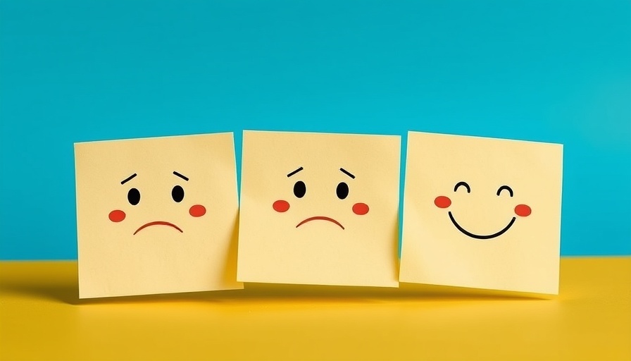 Sticky notes with emotional faces depict a genuine apology.