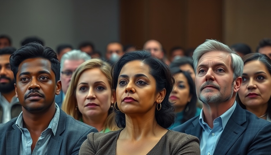Breaking US news conference with diverse group attendees indoors.