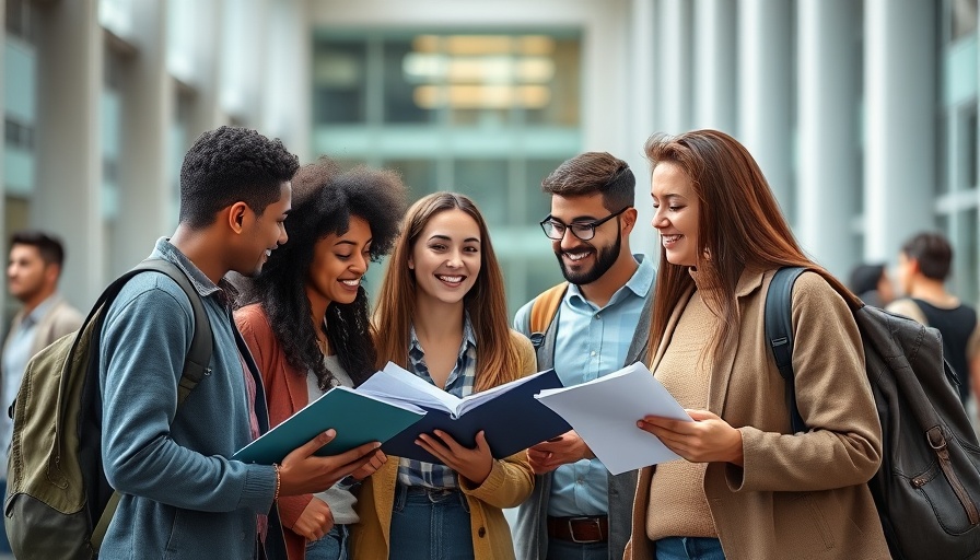International students discussing documents at a university campus, concept of restoring legal status.