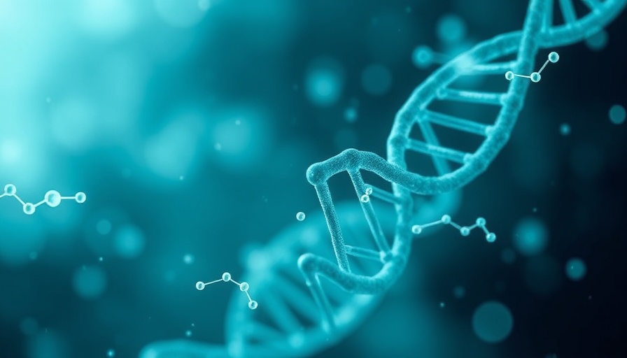 Abstract depiction of DNA and molecules related to GPKOW gene.