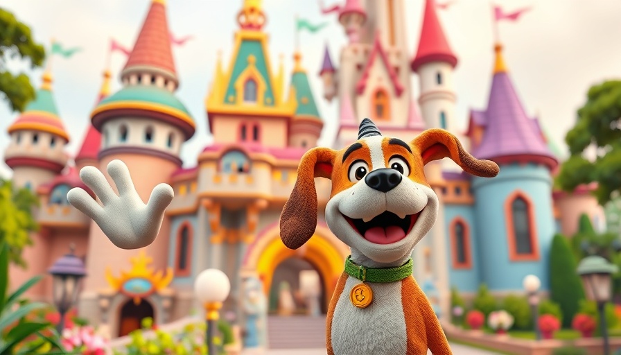Schlitterbahn new kids park with colorful castle and dog mascot.