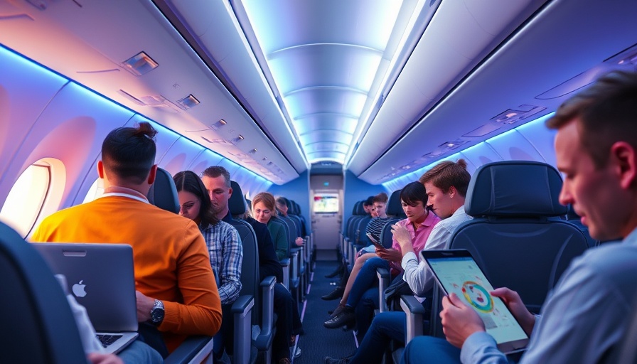 Passengers using American Airlines free in-flight Wi-Fi.