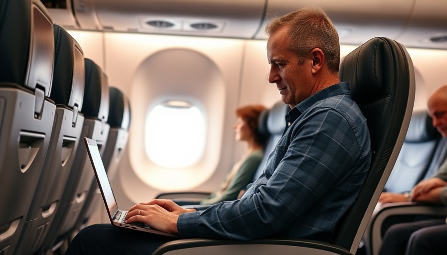 Passenger using laptop with in-flight Wi-Fi on American Airlines.
