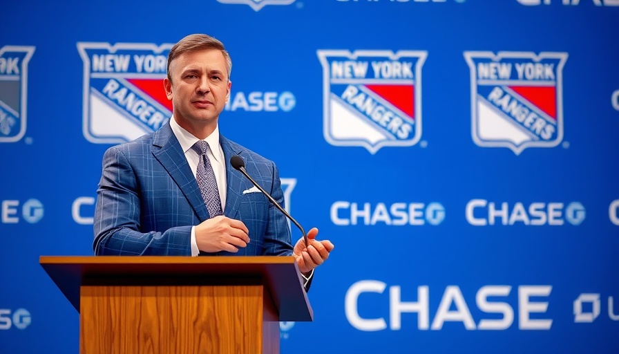 Rangers need an identity - speaker at podium, New York Rangers backdrop.