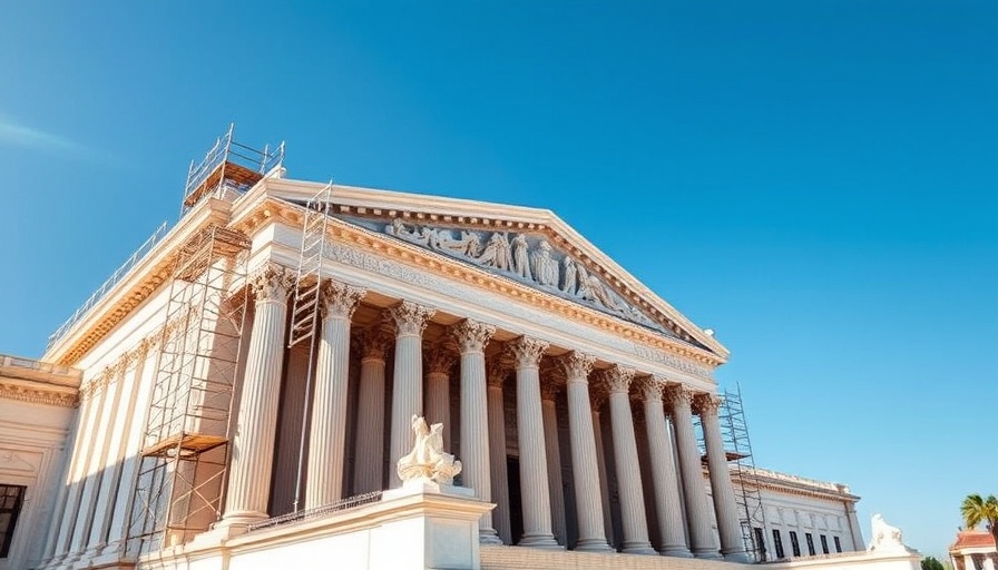 Supreme Court building under renovation with scaffolding.