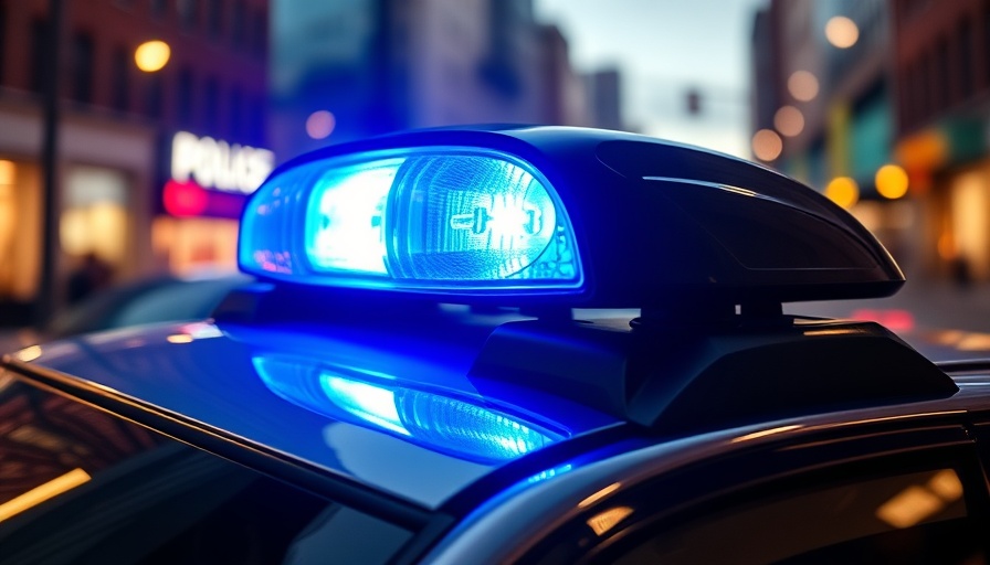 Flashing blue police light on patrol car, road rage shooting Dayton.