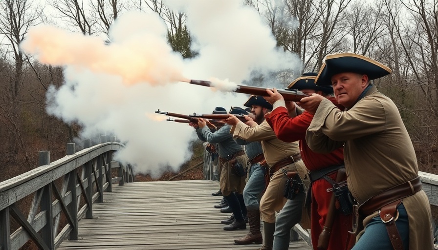 Historical reenactment, soldiers firing muskets, legacy of American independence