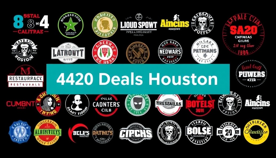 Collage of restaurant logos with 420 Deals Houston text.