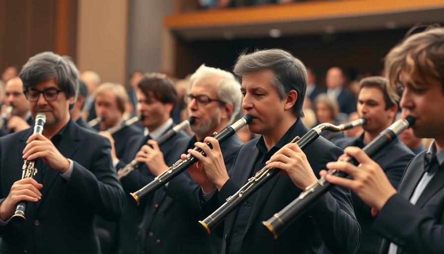 Musicians in a DEI program performing with clarinets.