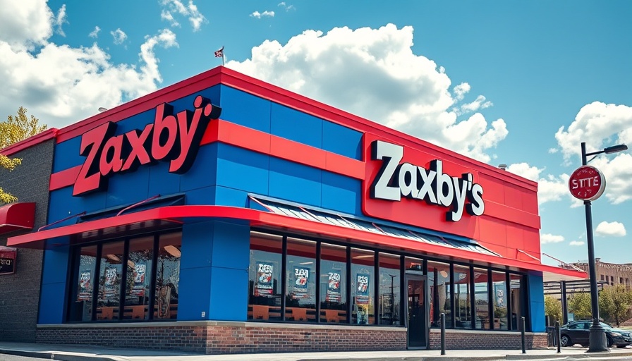 Zaxby's expansion DFW with modern restaurant exterior.
