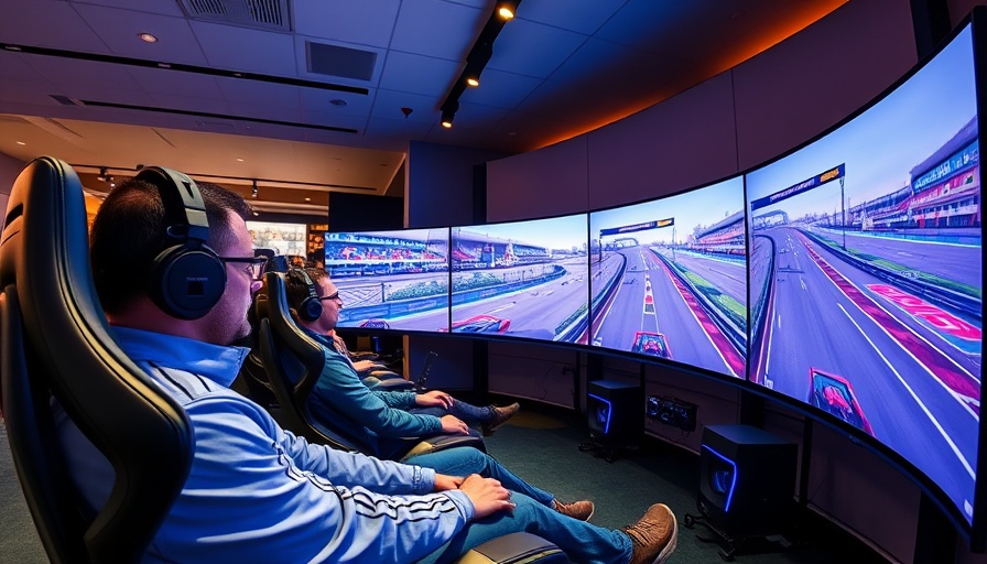 Houston sim racing lounge with immersive setup and engaged user.