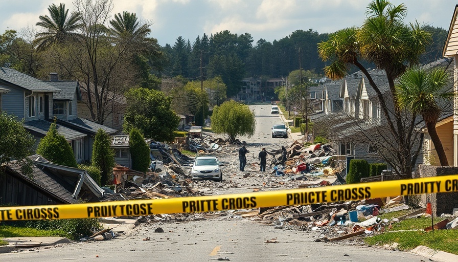 Austin home explosion aftermath, debris and police tape.