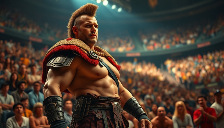 Drew McIntyre in warrior costume at WrestleMania arena