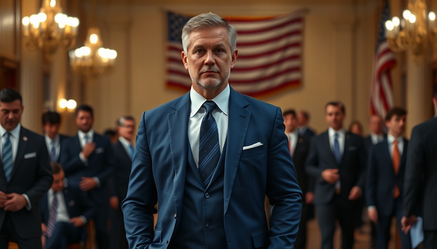 Man in blue suit at national security event, formal setting.