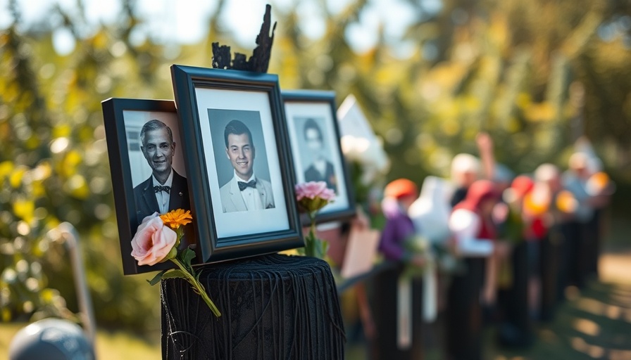 Memorial for Houston pastor case with photos and flowers on charred post
