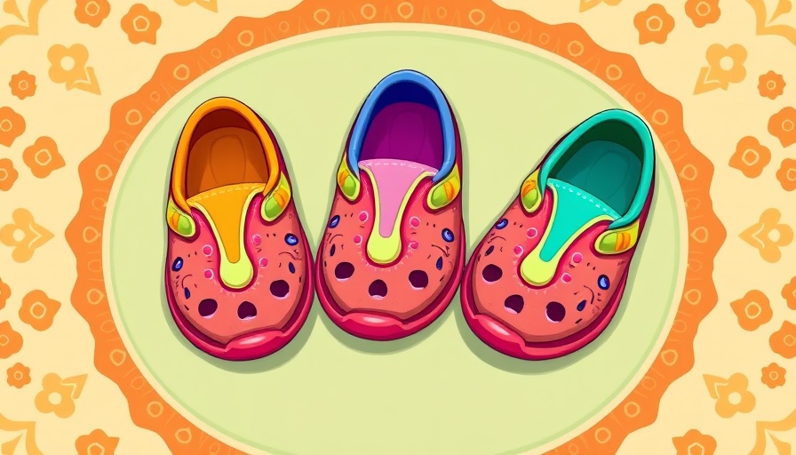 Colorful Oofos Oomy Zen shoes arranged together in retro style.