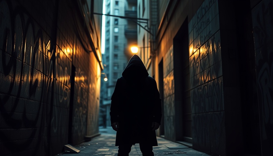 Mysterious figure in gritty urban alley, highlighting MS-13 gang leader reward context.