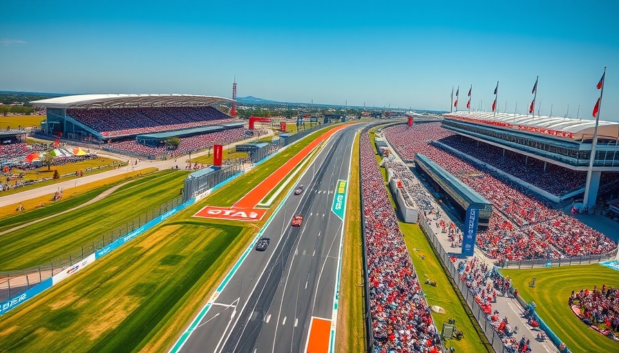 COTA F1 race track aerial view during event.