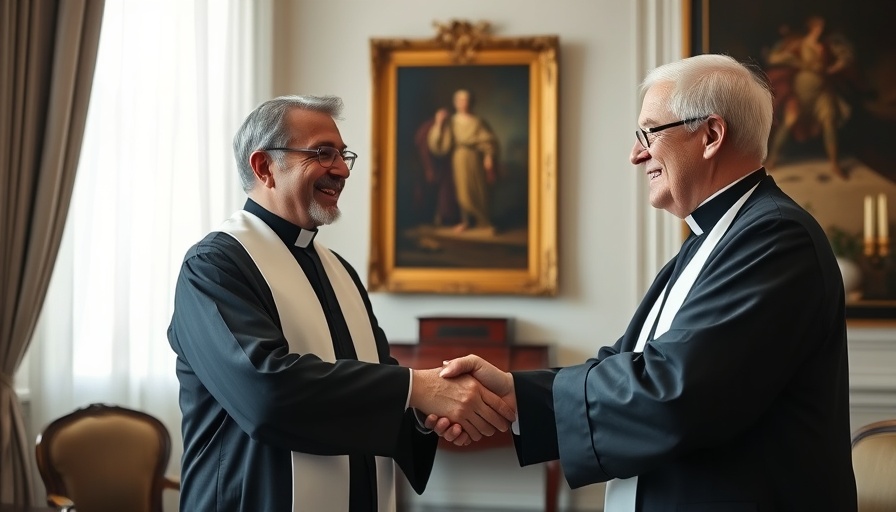 Clergy members shaking hands in San Antonio local news.