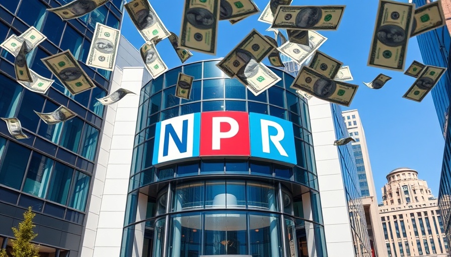 NPR lobbying Congress for funding concept with NPR logo and dollar bills.