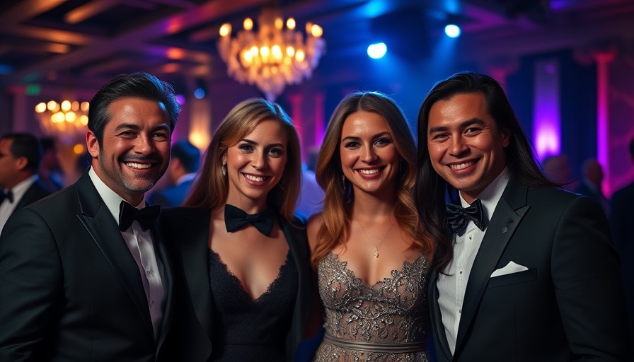 Elegant group of four at Thomas J. Henry birthday giveaway event.