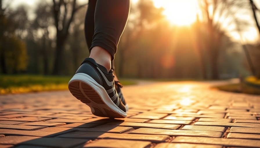 Close-up of feet walking on brick path in morning light, Does Walking Count as Cardio.