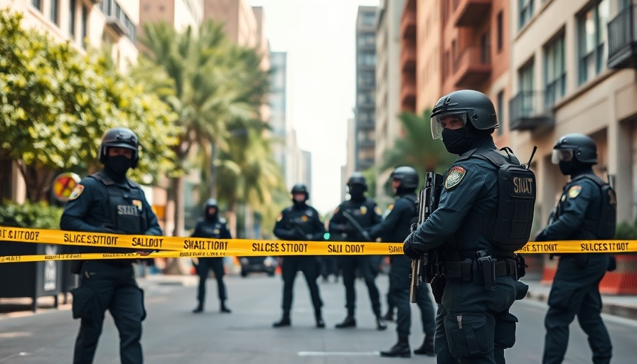 Houston shooting incident scene with SWAT and police in action.
