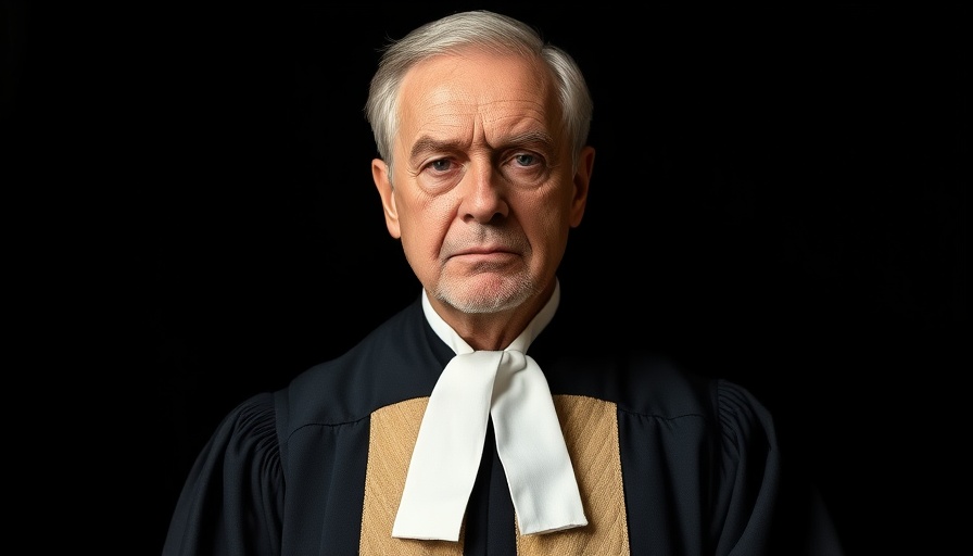 Distinguished man in judicial robe with serious expression