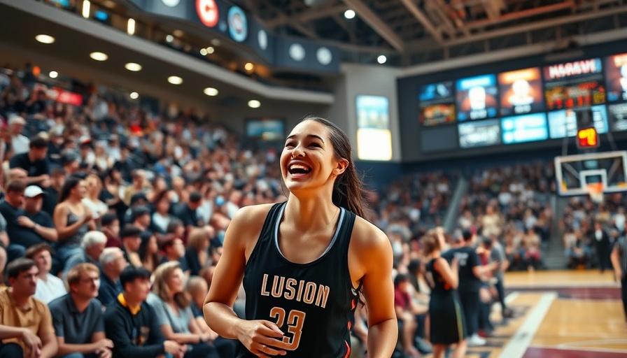 WNBA scene with player engaging audience in lively stadium.