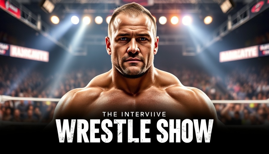 Wrestling show poster with muscular man in ring and interview overlay, John Cena not a bad guy.
