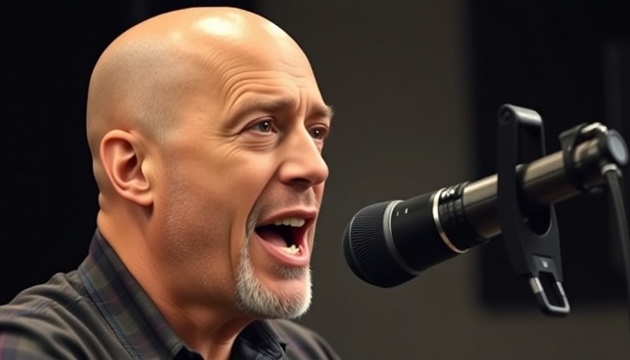 AI in Longevity discussion by bald man during a podcast.