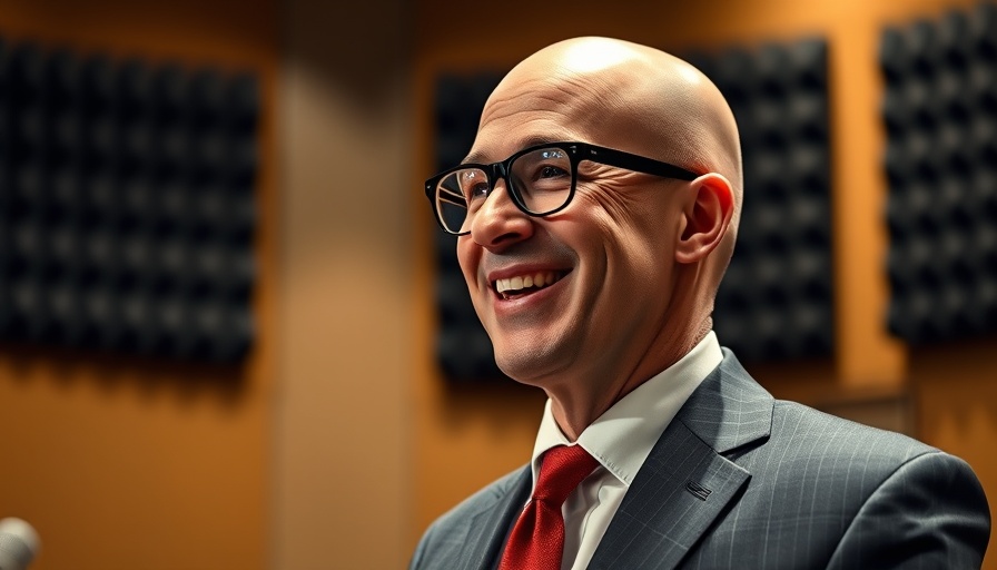 Bald man in suit speaking in studio, chronic pain treatment context
