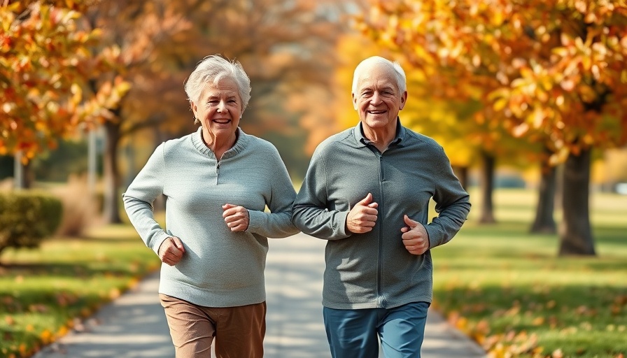Seniors jogging in park, promoting squats for seniors.