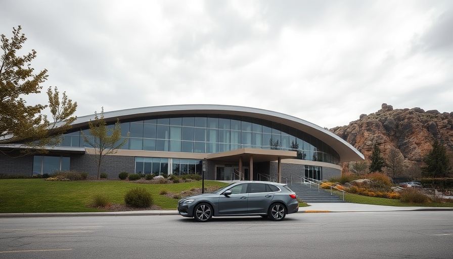 San Antonio community news: modern school building with gray car