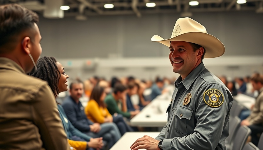 Bexar County recruiting event in Puerto Rico with officer.