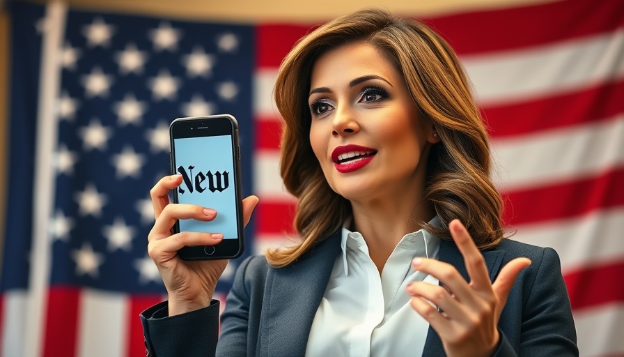 Sarah Palin defamation case illustration with phone and flag.