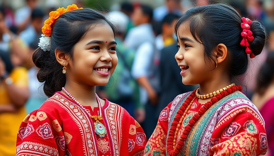 Smiling young girls in festive dresses at San Antonio Fiesta events