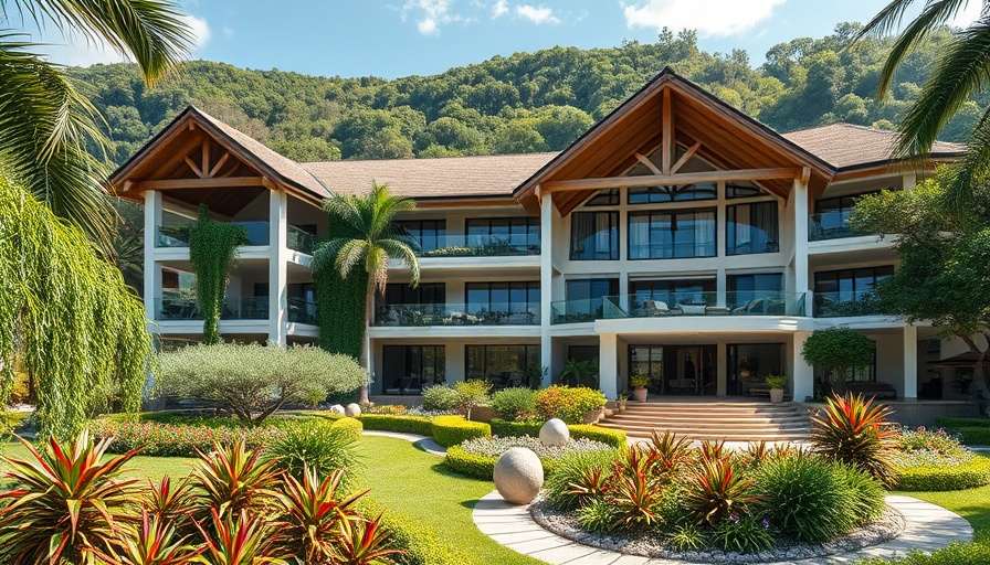 Elegant luxury resort community near Lake Travis with lush gardens.